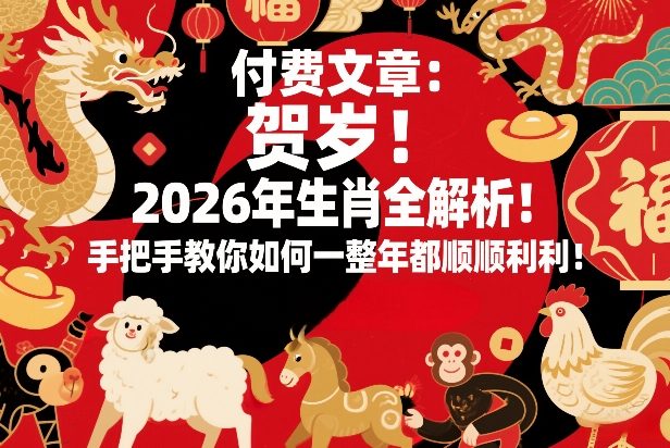 付费文章：贺岁！2026年生肖全解析！手把手教你如何一整年都顺顺利利！-聚合项目网