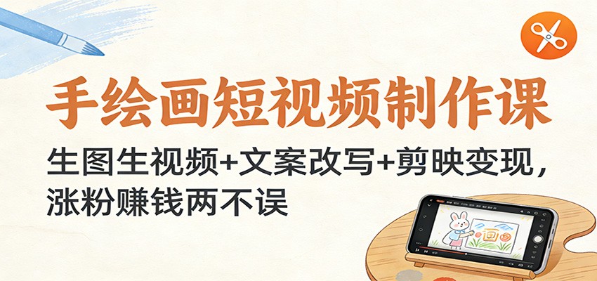 手绘画短视频制作课：生图生视频+文案改写+剪映变现，涨粉赚钱两不误-聚合项目网