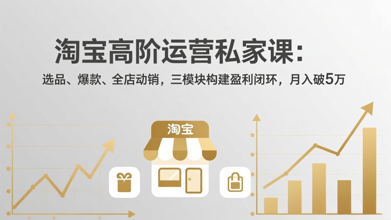 淘宝高阶运营私家课：选品、爆款、全店动销，三模块构建盈利闭环，月入破5万(更新26年2月-聚合项目网