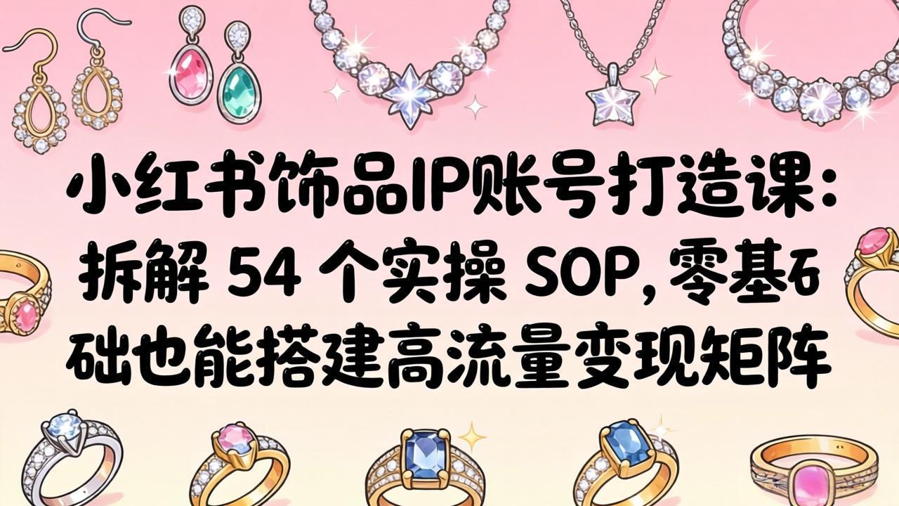 小红书饰品IP账号打造课：拆解 54 个实操 SOP，零基础也能搭建高流量变现矩阵-聚合项目网