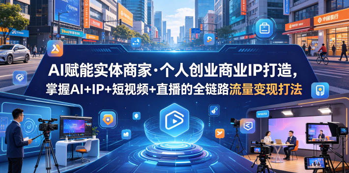 AI赋能实体商家·个人创业商业IP打造，掌握AI+IP+短视频+直播的全链路流量变现打法-聚合项目网