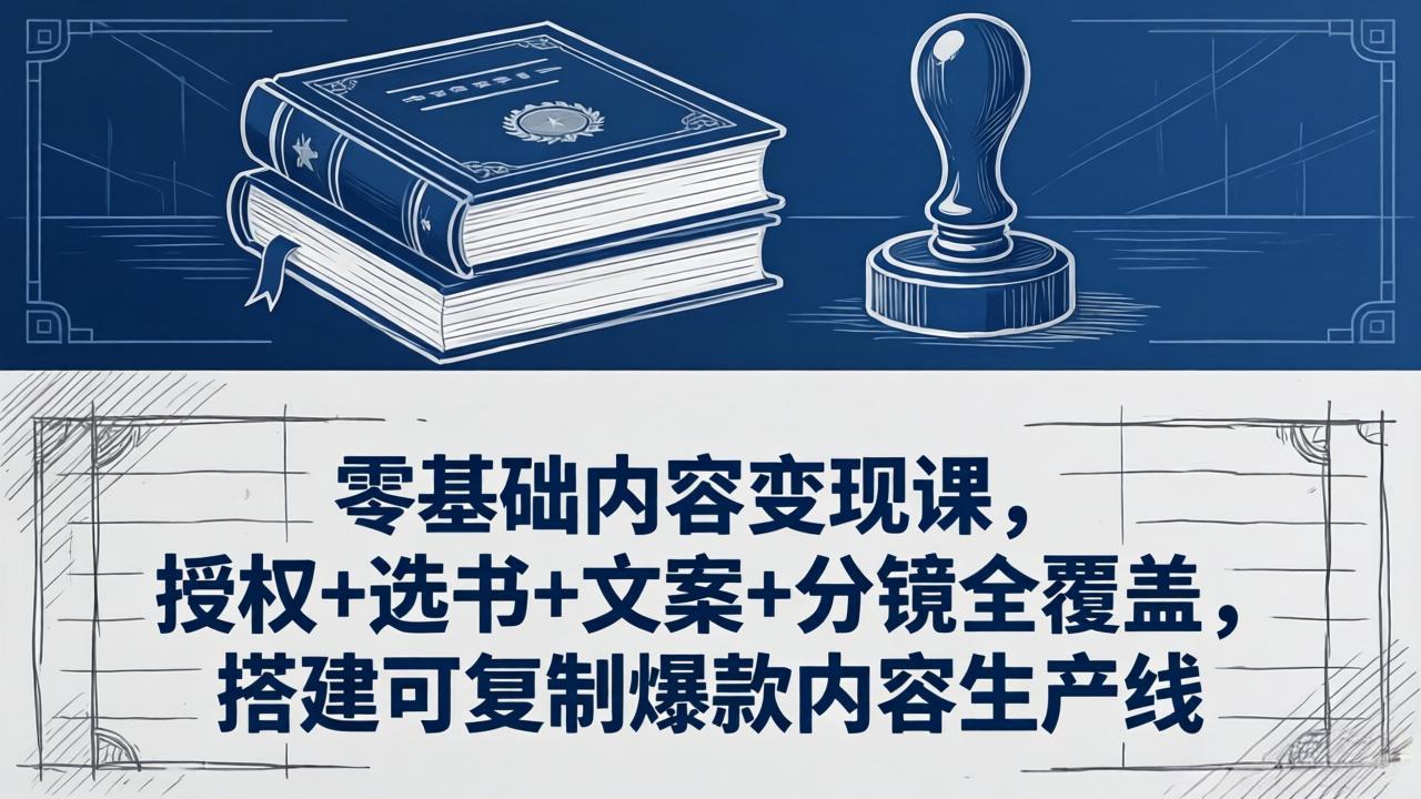 零基础内容变现课，授权+选书+文案+分镜全覆盖，搭建可复制爆款内容生产线-聚合项目网