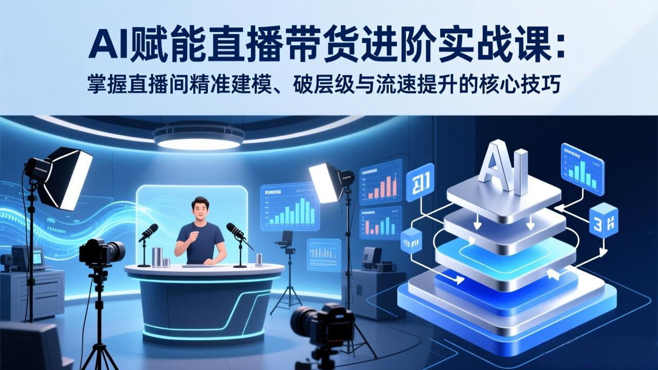 AI赋能直播带货进阶实战课：掌握直播间精准建模、破层级与流速提升的核心技巧-聚合项目网