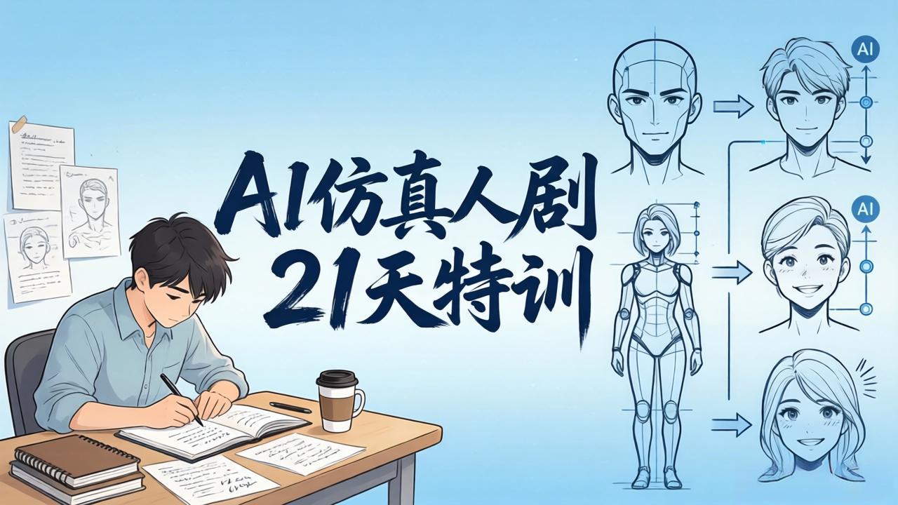 AI仿真人剧21天特训-更新：从剧本到成片全流程实战，掌握角色一致性与变现方法-聚合项目网