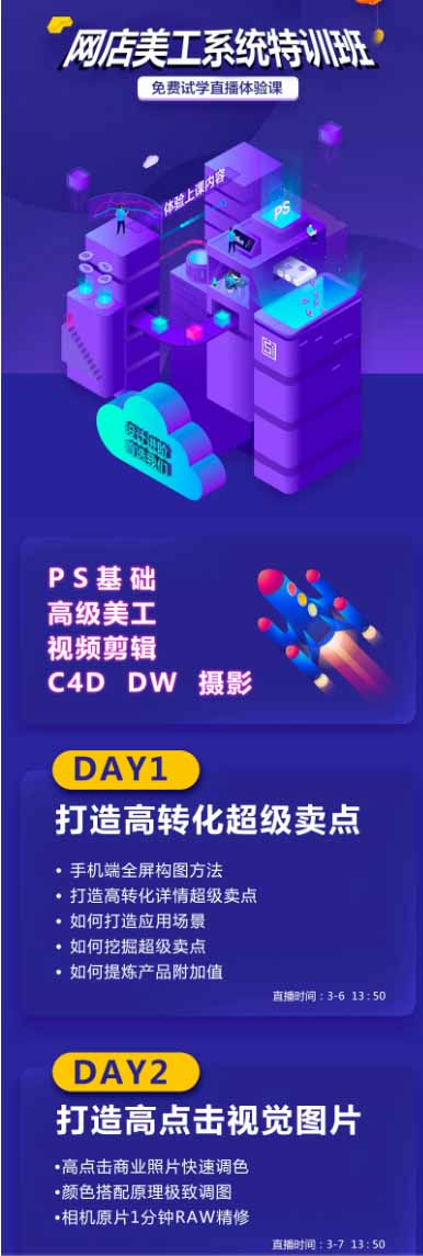 网店美工系统精英班-7月:PS基础×主图设计×海报实战×详情页×首页装修×产品修图×视频剪辑×人像精修。-聚合项目网