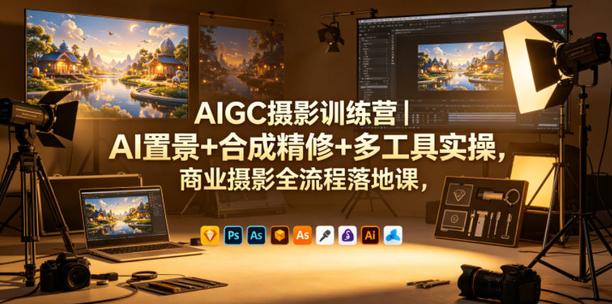 AIGC摄影训练营｜AI置景+合成精修+多工具实操，商业摄影全流程落地课-聚合项目网