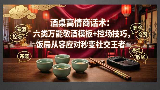 付费文章：酒桌高情商话术：六类万能敬酒模板+控场技巧，饭局从容应对秒变社交王者-聚合项目网