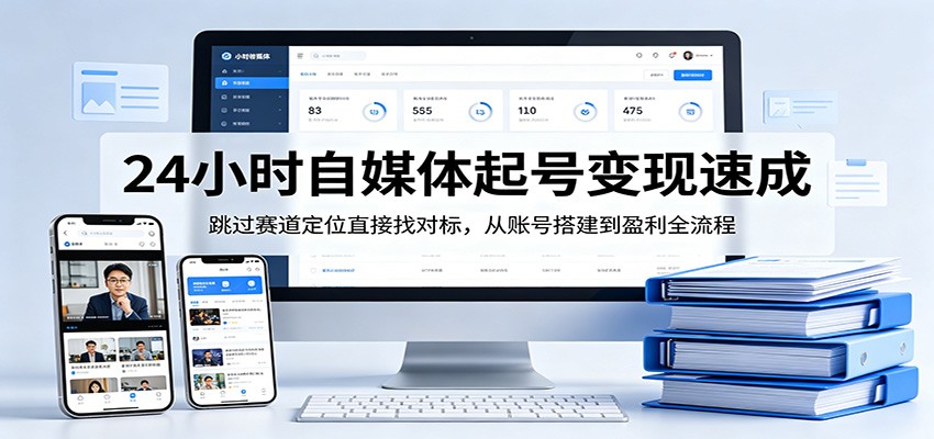 24小时自媒体起号变现速成，跳过赛道定位直接找对标，从账号搭建到盈利全流程-聚合项目网