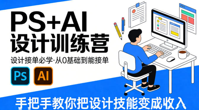 设计接单必学，PS+AI设计训练营，从0基础到能接单，手把手教你把设计技能变成收入-聚合项目网