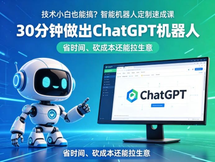 技术小白也能搞？智能机器人定制速成课，30分钟做出ChatGPT机器人，省时间、砍成本还能拉生意-聚合项目网