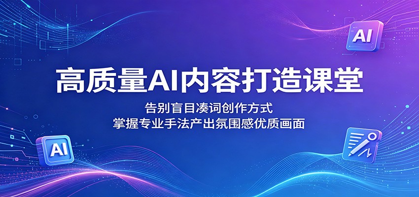 高质量AI内容打造课堂：告别盲目凑词创作方式，掌握专业手法产出氛围感优质画面-聚合项目网