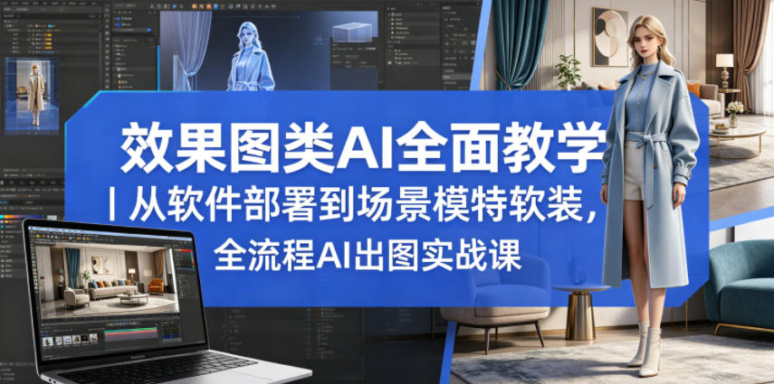 效果图类AI全面教学｜从软件部署到场景模特软装，全流程AI出图实战课-聚合项目网