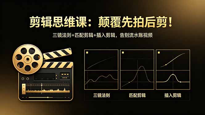 剪辑思维课：颠覆先拍后剪！三镜法则+匹配剪辑+插入剪辑，告别流水账视频-聚合项目网