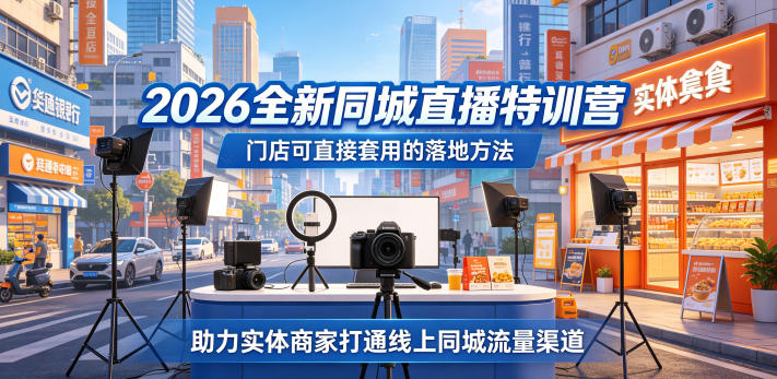 2026全新同城直播特训营，门店可直接套用的落地方法，助力实体商家打通线上同城流量渠道-聚合项目网