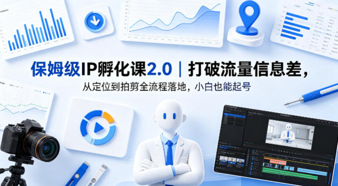 保姆级IP孵化课2.0｜打破流量信息差，从定位到拍剪全流程落地，小白也能起号-聚合项目网