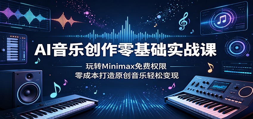 AI音乐创作零基础实战课：玩转Minimax免费权限，零成本打造原创音乐轻松变现-聚合项目网