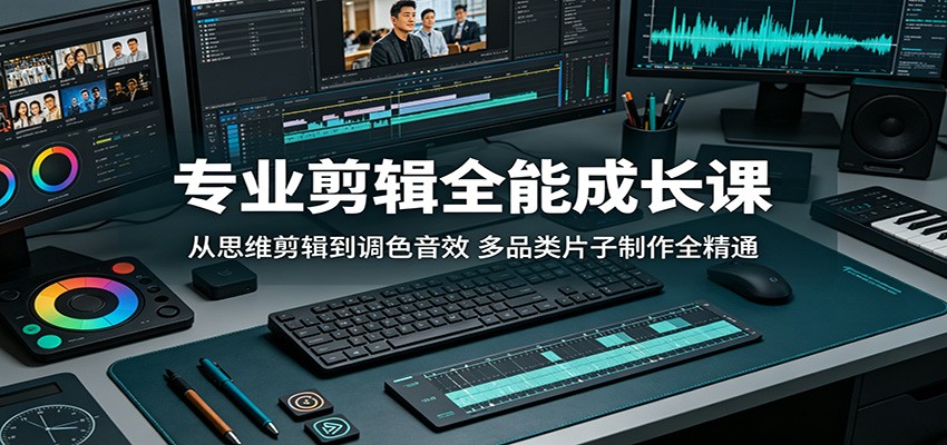 专业剪辑全能成长课：从思维剪辑到调色音效，多品类片子制作全精通-聚合项目网