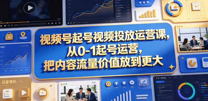 视频号起号视频投放运营课，从0-1起号运营，把内容流量价值放到更大-聚合项目网