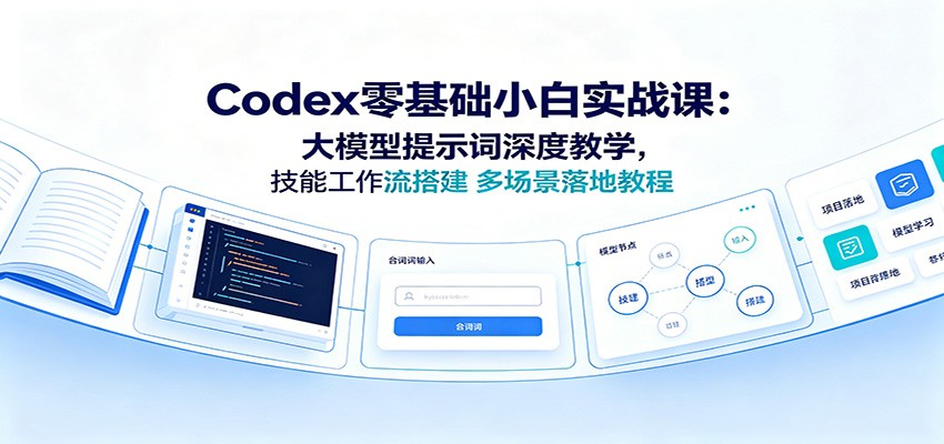 Codex零基础小白实战课：大模型提示词深度教学，技能工作流搭建多场景落地教程-聚合项目网