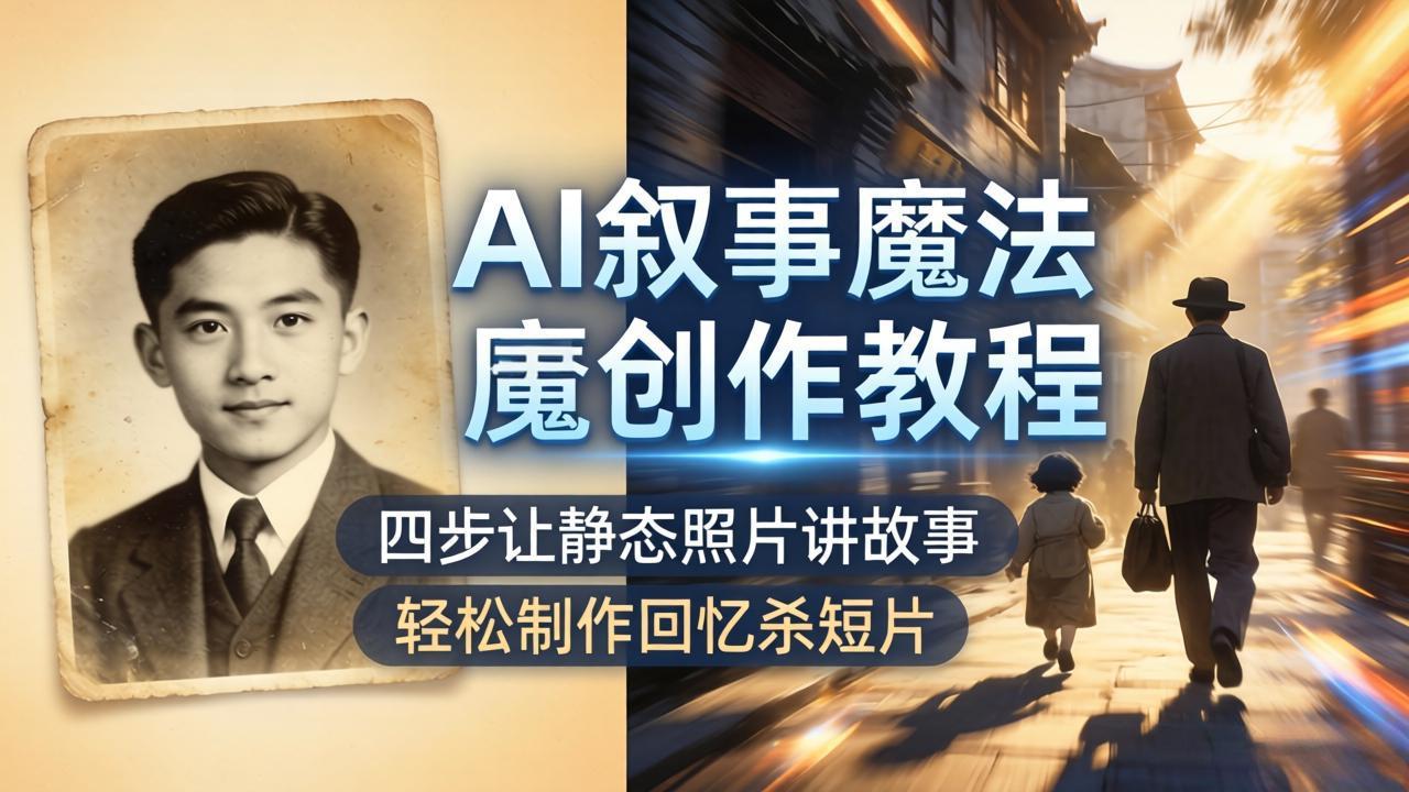 AI叙事魔法创作教程，四步让静态照片讲故事，老照片修复加动态特效，轻松制作回忆杀短片-聚合项目网