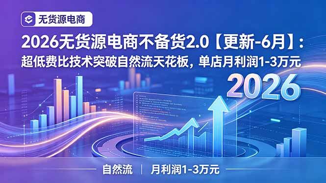 2026无货源电商不备货2.0【更新-6月】：超低费比技术突破自然流天花板，单店月利润1-3万元-聚合项目网