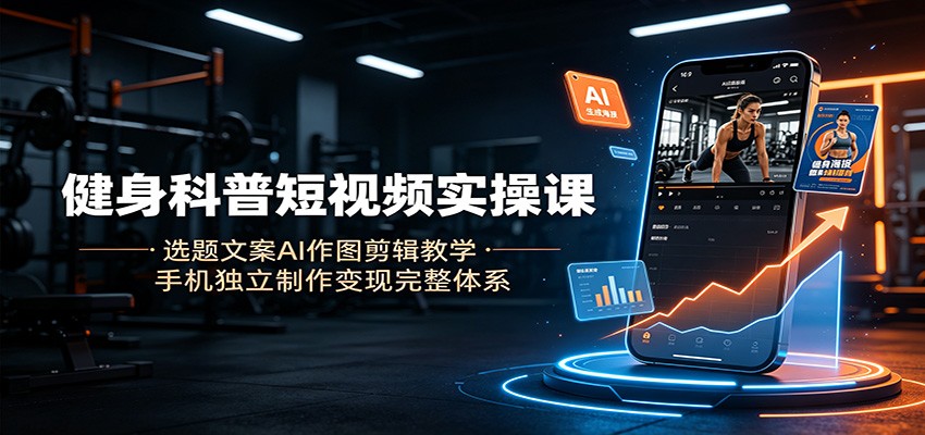 健身科普短视频实操课:选题文案AI作图剪辑教学,手机独立制作变现完整体系-聚合项目网