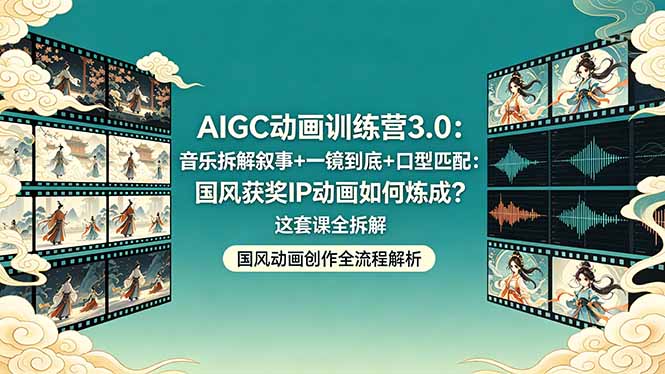 AIGC动画训练营3.0：音乐拆解叙事+一镜到底+口型匹配：国风获奖IP动画如何炼成？这套课全拆解-聚合项目网