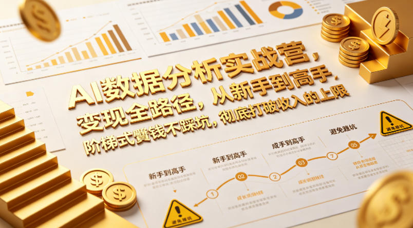 AI数据分析实战营，变现全路径，从新手到高手，阶梯式賺钱不踩坑，彻底打破收入的上限-聚合项目网