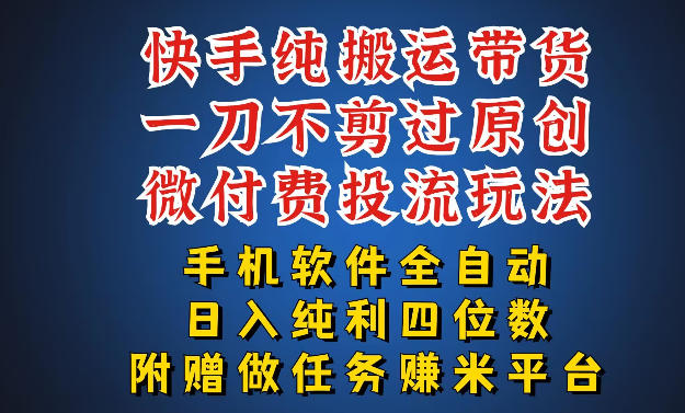 最新黑科技快手搬运带货方法，手机就能操作，轻松带你日入四位数【揭秘】-聚合项目网