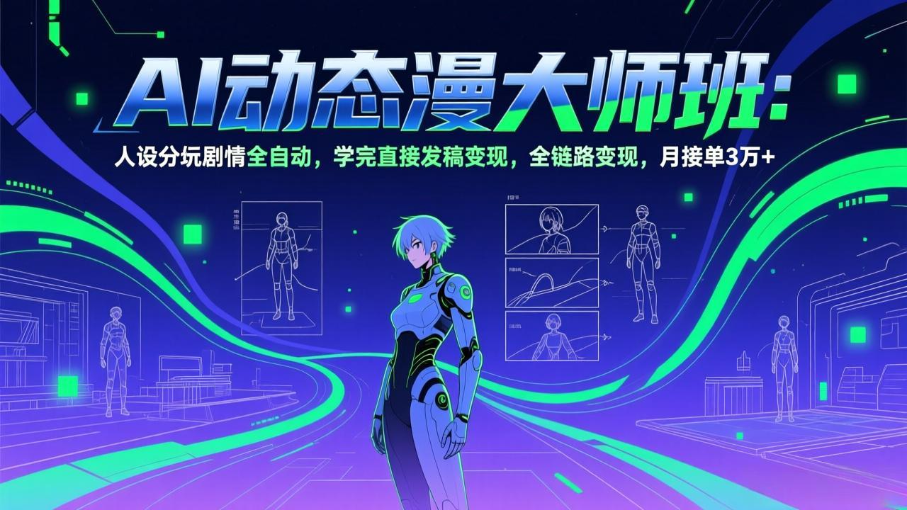 AI动态漫剧大师班：人设分镜剧情全自动，学完直接发稿变现，全链路变现，月接单3万+-聚合项目网