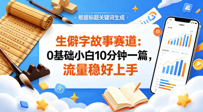 公众号流量主——生僻字故事赛道，流量稳，好上手，0基础小白也能10分钟一篇-聚合项目网