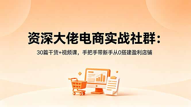 资深大佬电商实战社群：30篇干货+视频课，手把手带新手从0搭建盈利店铺-聚合项目网