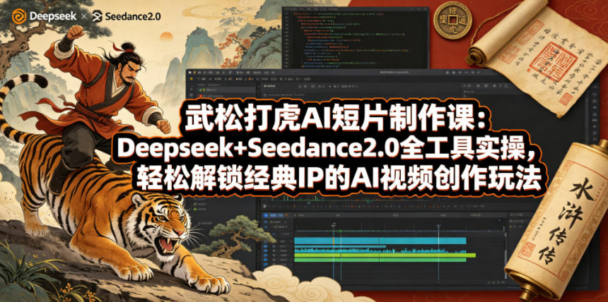 武松打虎AI短片制作课：Deepseek+Seedance2.0全工具实操，轻松解锁经典IP的AI视频创作玩法-聚合项目网