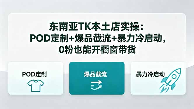 东南亚TK本土店实操：POD定制+爆品截流+暴力冷启动，0粉也能开橱窗带货-聚合项目网