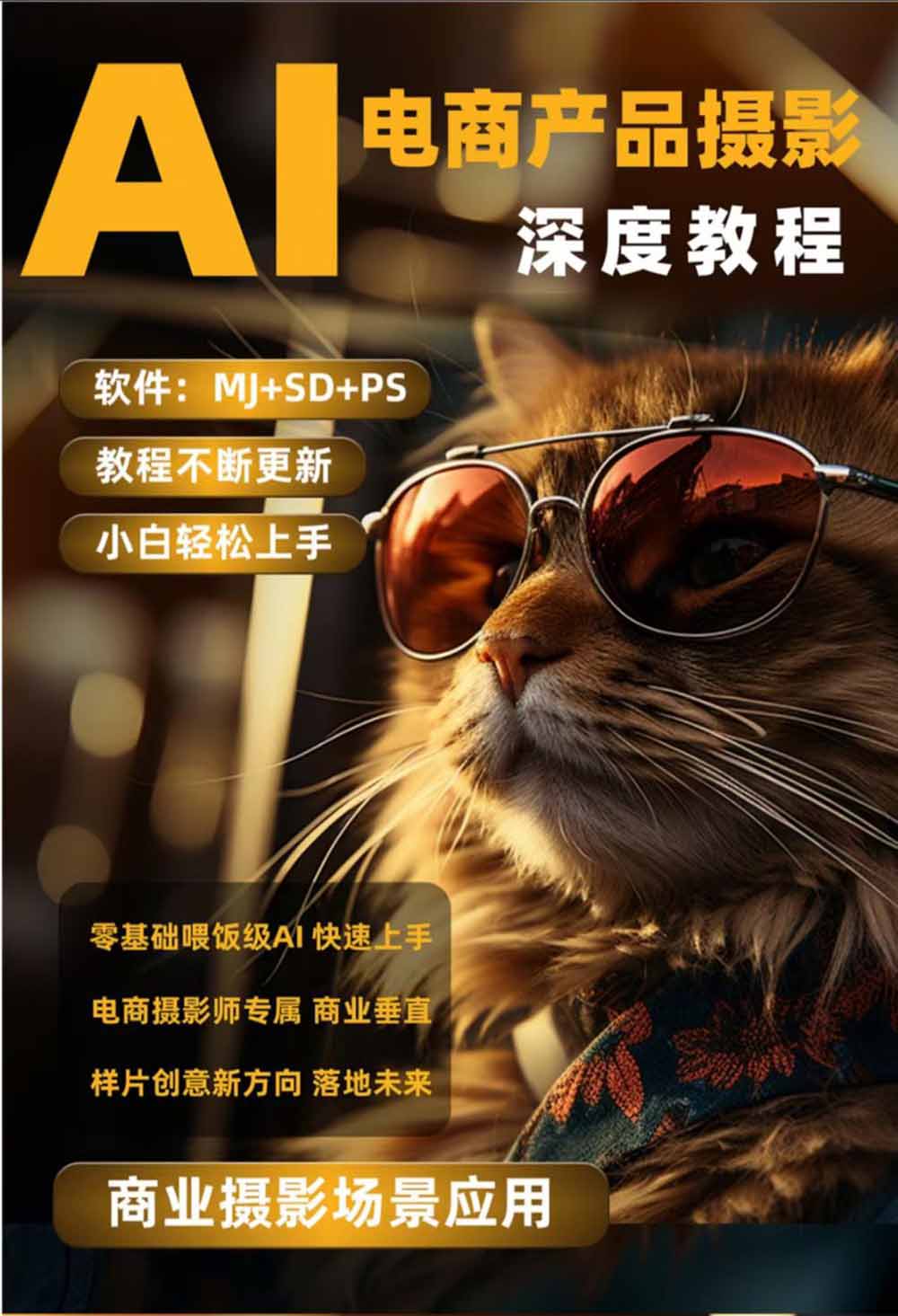 AI电商人像摄影实战课·SD多端部署|MJ完整教学|家电护肤家具商品图人像写真全案例-聚合项目网