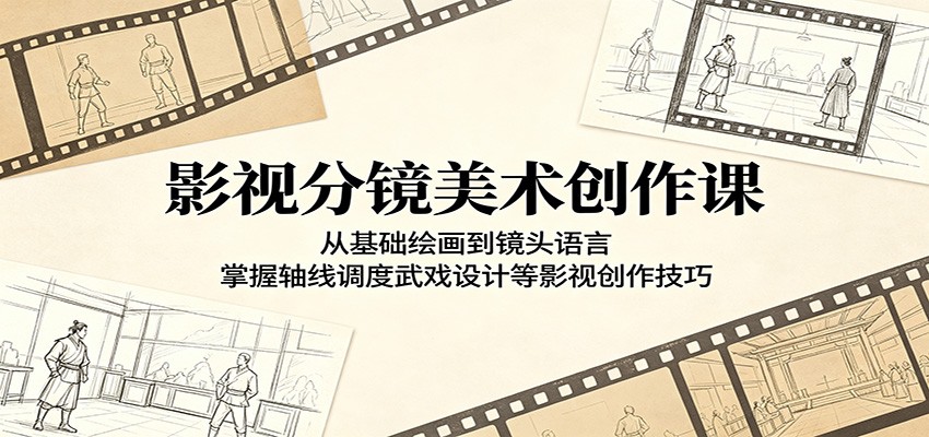 影视分镜美术创作课：从基础绘画到镜头语言，掌握轴线调度武戏设计等影视创作技巧-聚合项目网