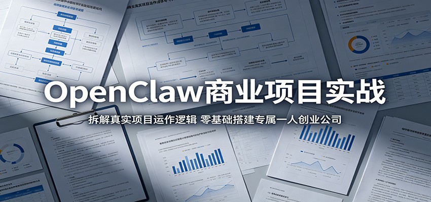 OpenClaw商业项目实战：拆解真实项目运作逻辑，零基础搭建专属一人创业公司-聚合项目网