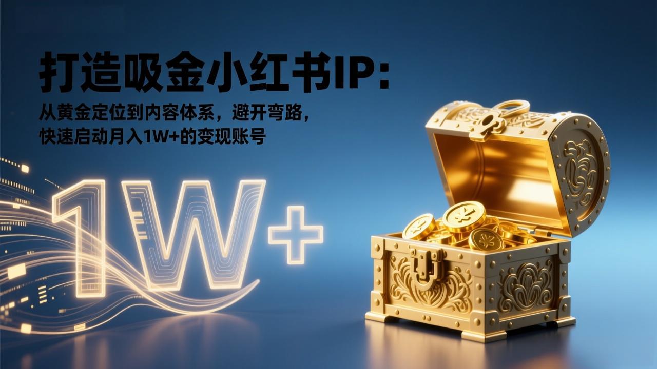 打造吸金小红书IP：从黄金定位到内容体系，避开弯路，快速启动月入1W+的变现账号-聚合项目网