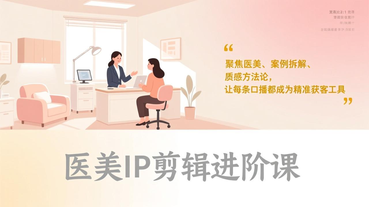 医美IP剪辑进阶课，聚焦医美、案例拆解、质感方法论，让每条口播都成为精准获客工具-聚合项目网