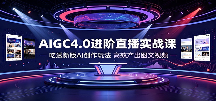 AIGC4.0进阶直播实战课：吃透新版AI创作玩法，高效产出图文视频-聚合项目网