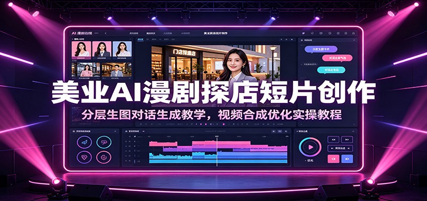 美业AI漫剧探店短片创作:分层生图对话生成教学,视频合成优化实操教程-聚合项目网
