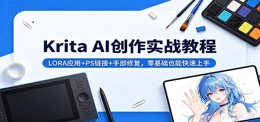 Krita AI创作实战教程：LORA应用+PS链接+手部修复，零基础也能快速上手-聚合项目网