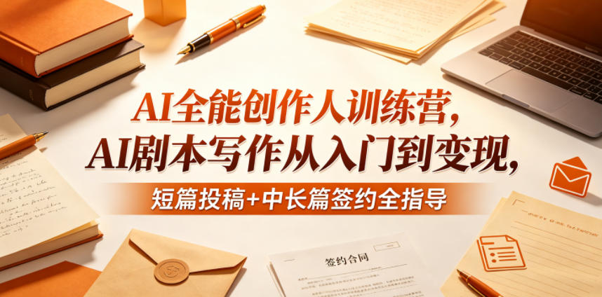 AI全能创作人训练营，AI剧本写作从入门到变现，短篇投稿+中长篇签约全指导-聚合项目网