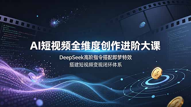 AI短视频全维度创作进阶大课，DeepSeek高阶指令搭配即梦特效，搭建短视频变现闭环体系-聚合项目网