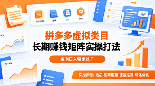 做拼多多虚拟类目想长期賺钱？这套矩阵实操打法，亲测日入稳定过千【揭秘】-聚合项目网