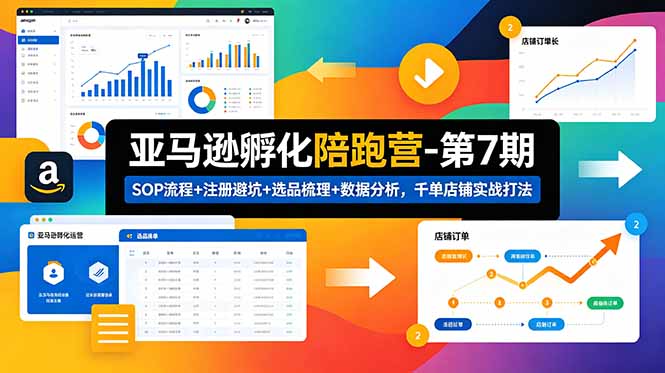 亚马逊孵化陪跑营-第7期：SOP流程+注册避坑+选品梳理+数据分析，千单店铺实战打法-聚合项目网
