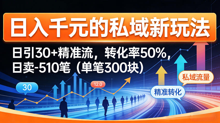 日入千米的私域新玩法：日引30＋精准流，转化率50%，日卖5-10笔(单笔300米)-聚合项目网