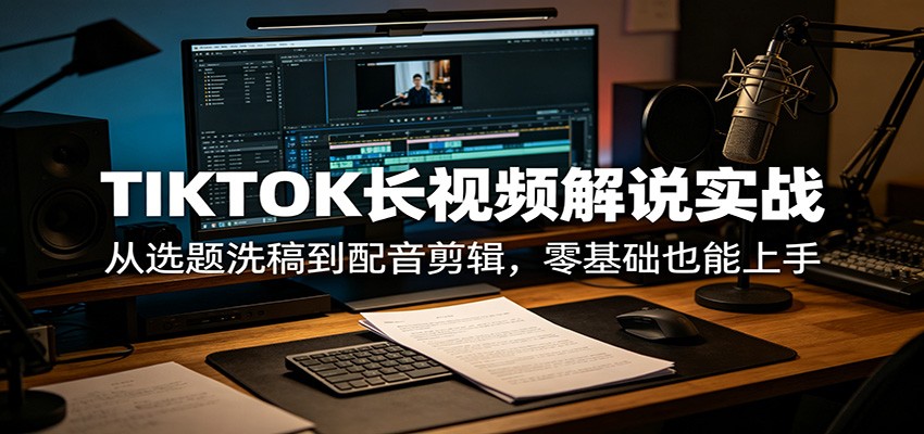 TIKTOK长视频解说实战：从选题洗稿到配音剪辑，零基础也能上手-聚合项目网