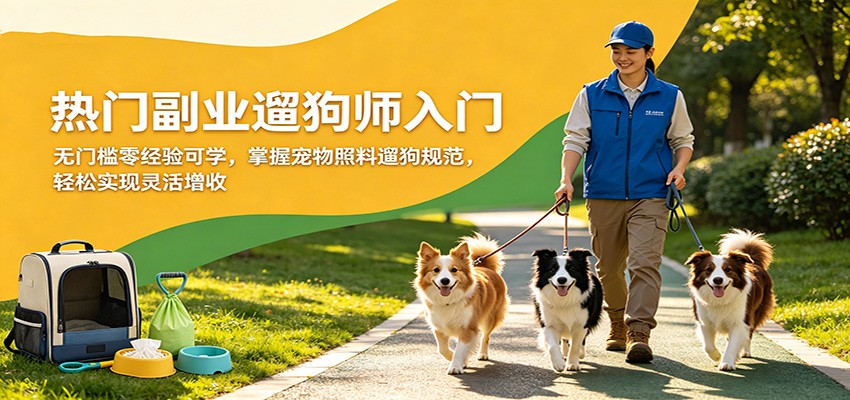 热门副业遛狗师入门，无门槛零经验可学，掌握宠物照料遛狗规范，轻松实现灵活增收-聚合项目网