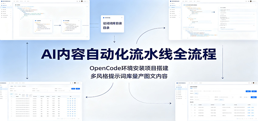 AI内容自动化流水线全流程:OpenCode环境安装项目搭建,多风格提示词库量产图文内容-聚合项目网
